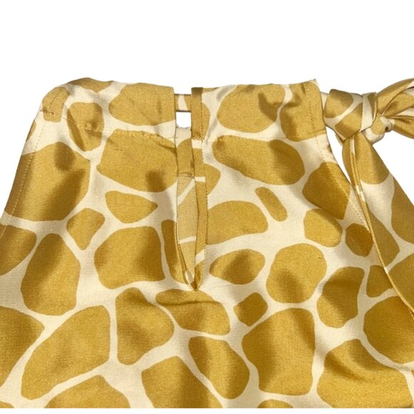 J.Crew Silk Halter Top 6 Yellow Giraffe Print Bow Back Sleeveless Blouse - Picture 9 of 12